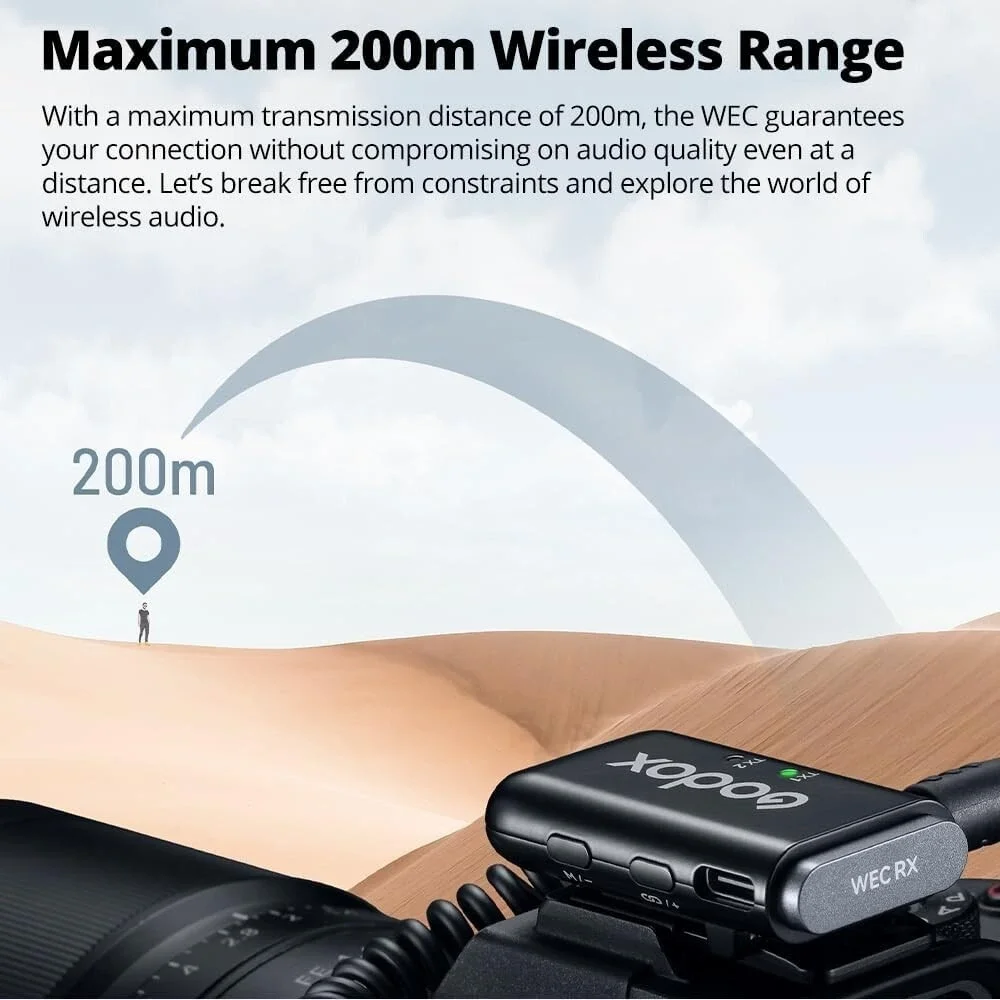 GODOX 2.4GHz Wireless Microphone System Kit2 w/‎ Noise Cancel & 200m Range